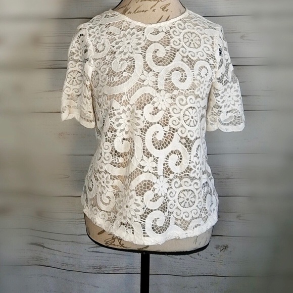 Nanette Lepore Tops - Nanette Lepore cream Lacey sexy fun flirty #